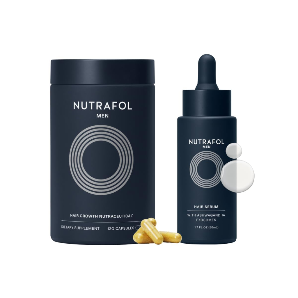 Nutrafol Men's Hair Serum, Clinically Tested to Support Visibly Thicker Hair and Scalp Coverage, Lightweight and Non-Greasy, for Daily Use - 30mL, 1 Bottle